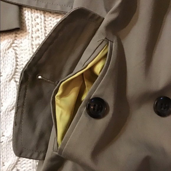 NEW GAP TRENCH COAT REMOVABLE INTERIOR VEST - CHARTREUSE LINING - RICH WARM TAN - Picture 11 of 16